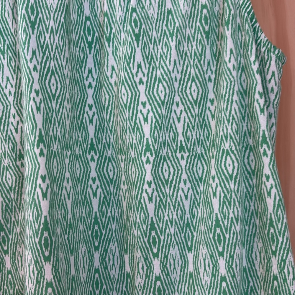 Kenar Small Green Diamond Patterned Elastic V-Neck Sleeveless Blouse SPRING - Picture 4 of 6